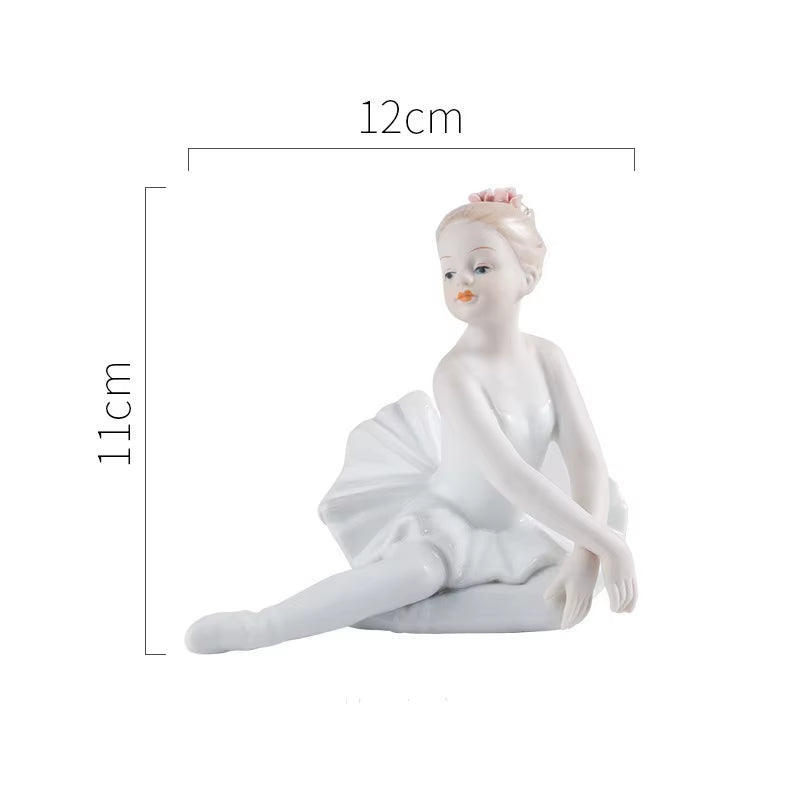 Ceramic Ballet Girl Figurine Doll Interior Home Decoration Accessories Living Room Bedroom Creative Kids Gift Colletction