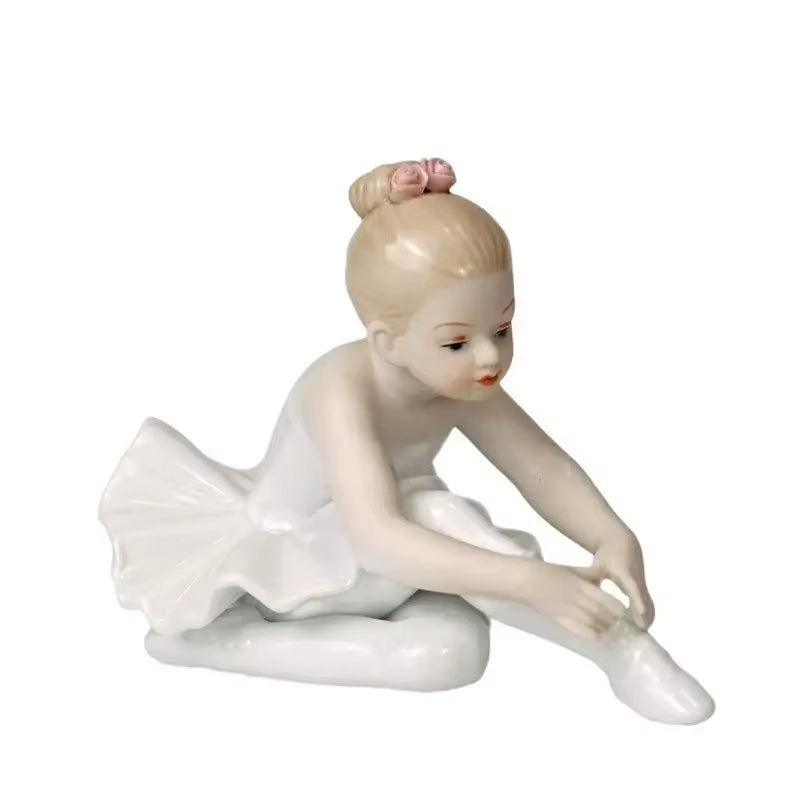 Ceramic Ballet Girl Figurine Doll Interior Home Decoration Accessories Living Room Bedroom Creative Kids Gift Colletction