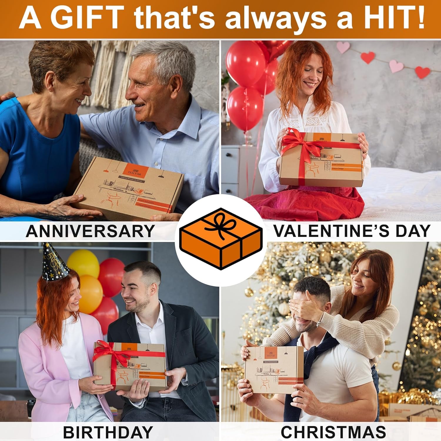 Wood Phone Docking Station for Men - Desk or Nightstand Organizer - Birthday Gifts for Husband, Dad - Anniversary Idea from Wife - Key Holder, Stand Wallet, Watch & Essentials (Bourbon Brown)