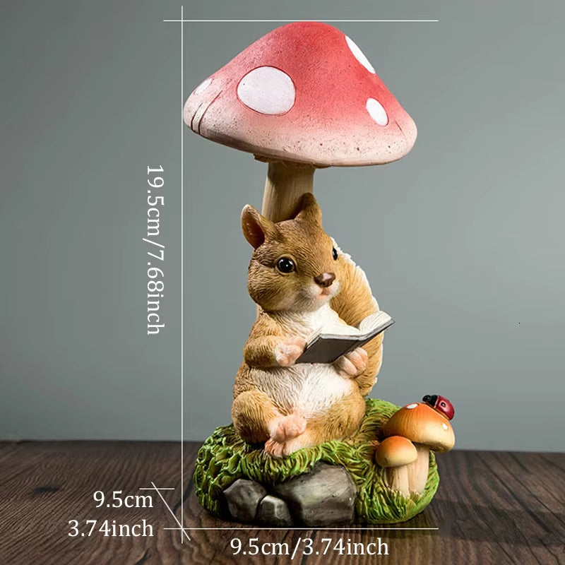 Rabbit Hedgehog Night Light Garden Decoration Mushroom Small Animal Sculpture Crafts Desktop Balcony Flower Pots Decorative Home