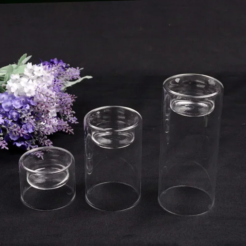 Tealight Glass Candle Holders for Wedding Centerpiece, Versatile, Flowers Vase,Home Decoration Windowsill & Festival