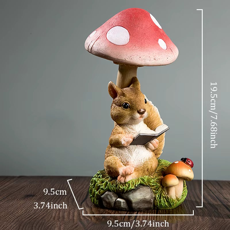 Rabbit Hedgehog Night Light Garden Decoration Mushroom Small Animal Sculpture Crafts Desktop Balcony Flower Pots Decorative Home