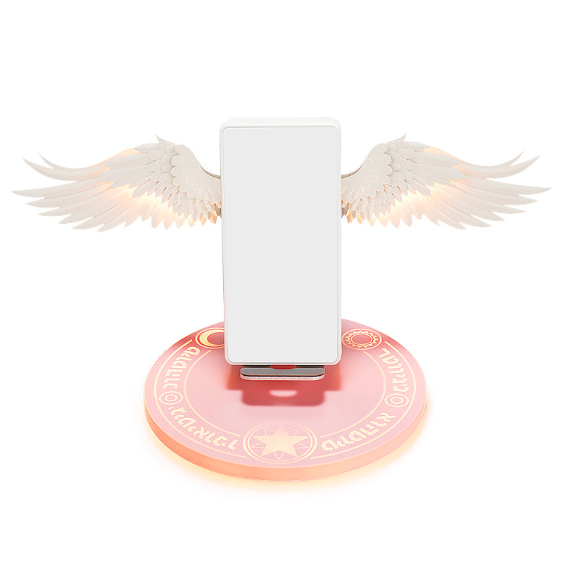 Universal Colorful LED Angel Wings Qi Wireless Charger Charge Dock for Mobile Phone Fast Charger