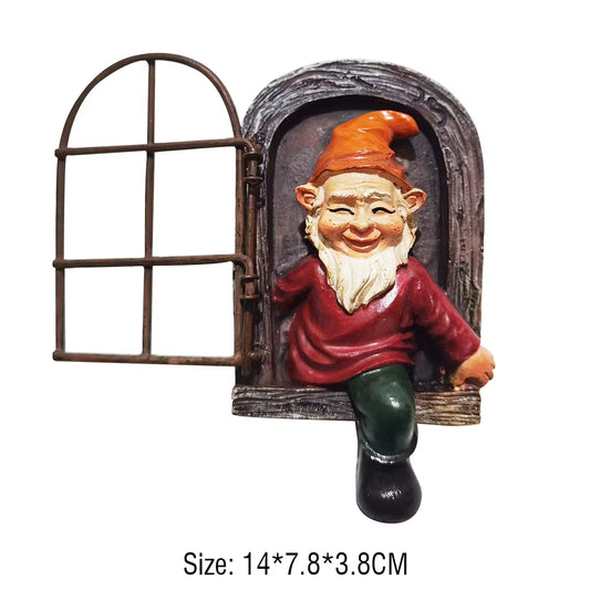 Fairy House Tree Hanging Figurine Window Sitting Fairy Ladder Resin Craft Statue Outdoor Ornament for Home Garden Yard Art Decor