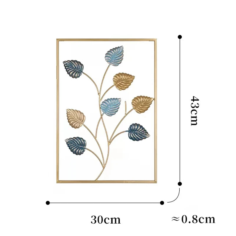 Nordic Metal Leaf Iron Wall Hanging Decor Plant Ginkgo Palm Maple Leaves Wall Pendant Mural Living Room Bedroom Home Decoration