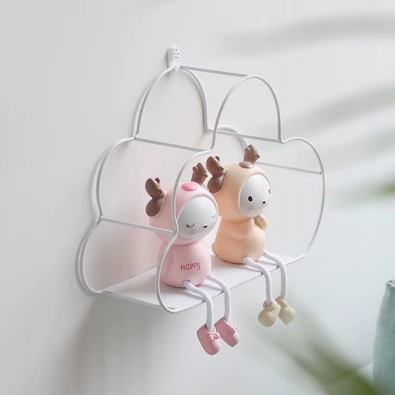 LED Nordic Metal Cloud Iron Storage Rack Shelf Wall Hanging Decor Grids Cloud Storage Holder Shelves Bedroom Home Decoration