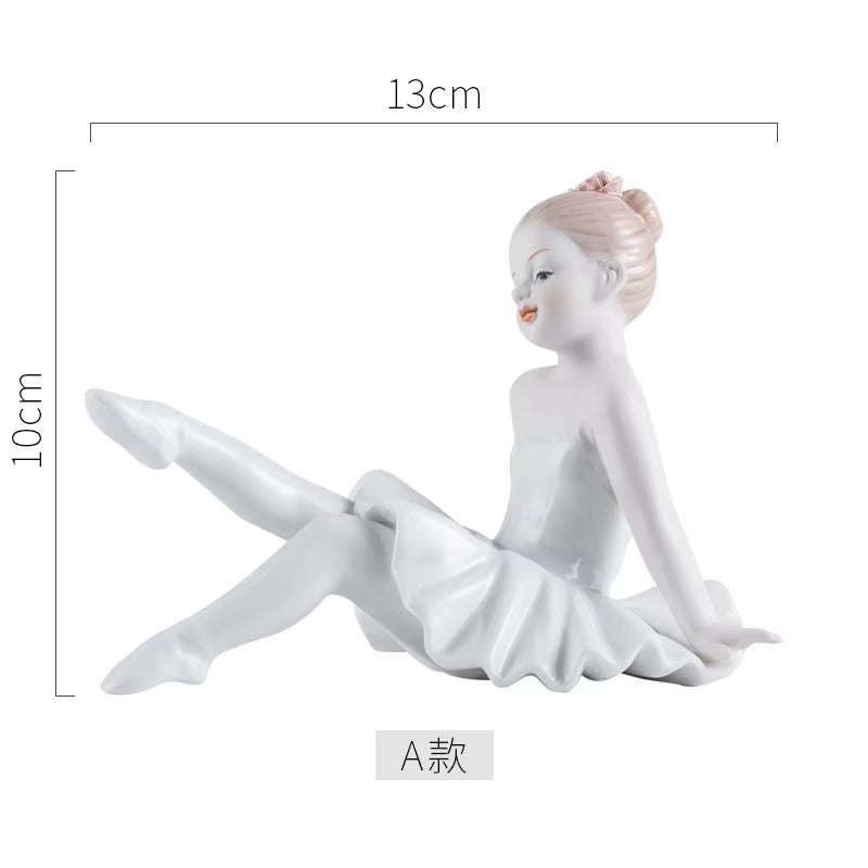 Ceramic Ballet Girl Figurine Doll Interior Home Decoration Accessories Living Room Bedroom Creative Kids Gift Colletction