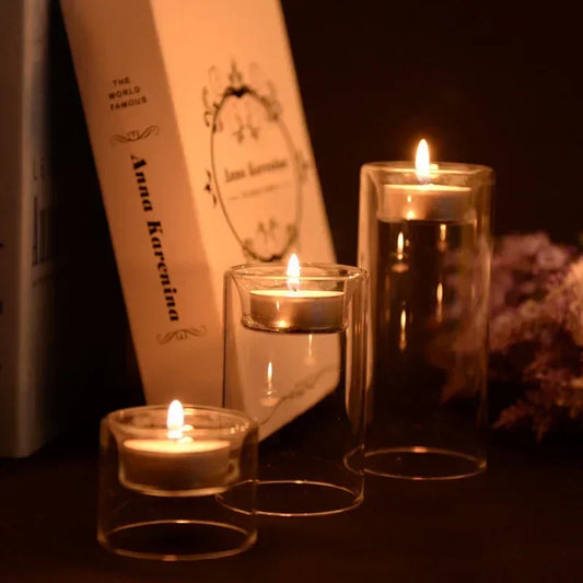 Tealight Glass Candle Holders for Wedding Centerpiece, Versatile, Flowers Vase,Home Decoration Windowsill & Festival