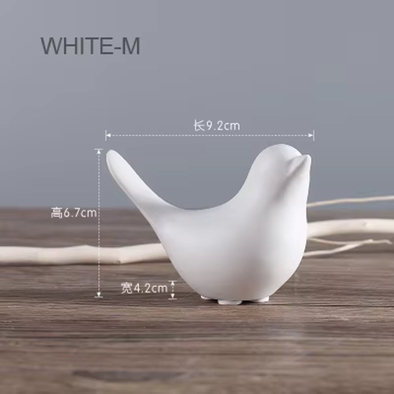 Nordic Creative White Ceramic Bird Figurines Home Decoration Accessories Party Crafts for Living Room Shelves Wedding Ornaments