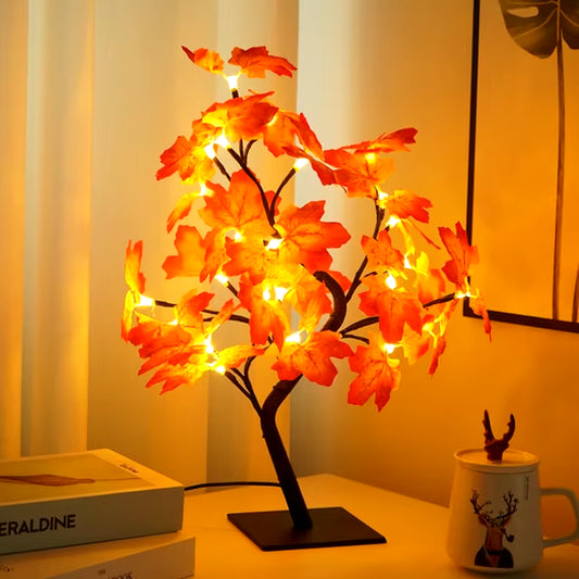 24 LED Red Rose Tree Lights Table Lamp Fairy Flower Night Light for Home Party Christmas Wedding Bedroom Decoration Gift