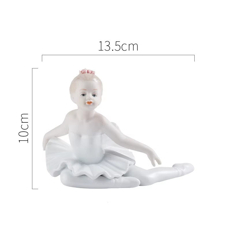 Ceramic Ballet Girl Figurine Doll Interior Home Decoration Accessories Living Room Bedroom Creative Kids Gift Colletction